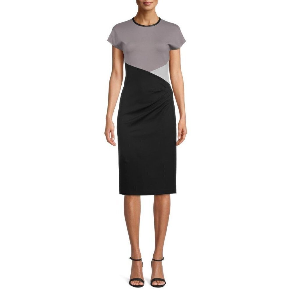 Anne Klein Colorblock Ponte Sheath Dress Black 0